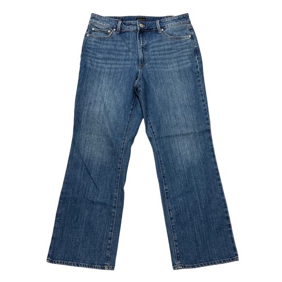 Talbots Jeans Womens 12 Blue Barely Boot Curvy Stretch Denim Distressed Casual - Picture 1 of 9
